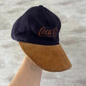 Vintage Coca Cola Adjustable Hat Wool Leather